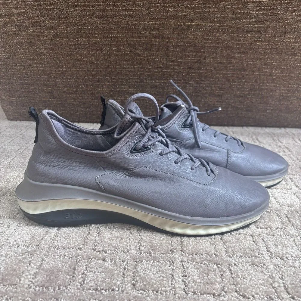 Ecco Mens ST.360 Street SlGravity Sneakers Men’s US 9-9.5 Leather Gray Lace Up